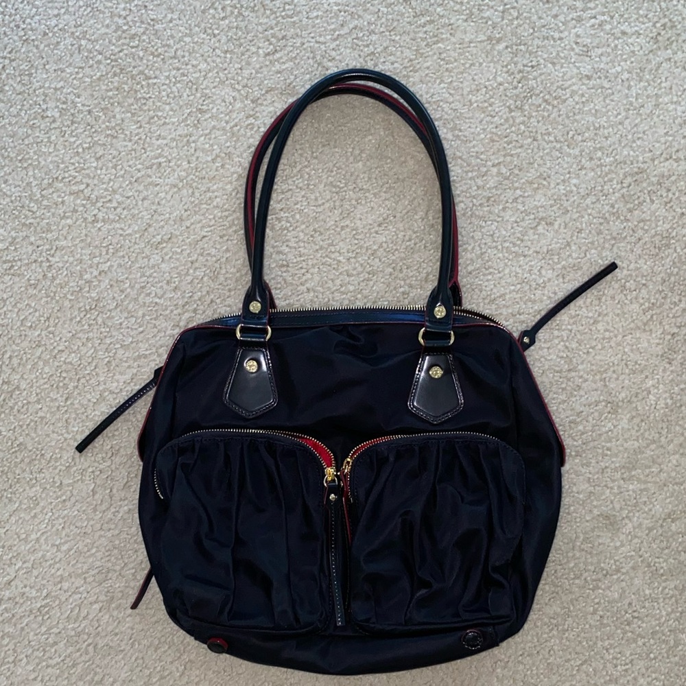 MZ Wallace RARE nylon navy blue with red on the inside tote shoulder Bag